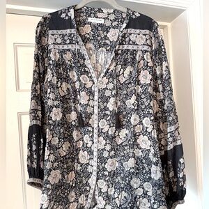 Gray and Cream Boho Blouse